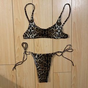Meshki leopard two piece swimsuit set
